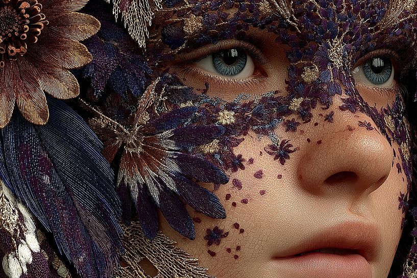 femme avec imprimé floral par Egon Zitter