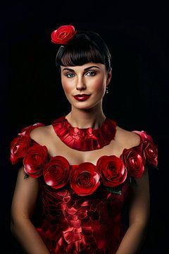 vrouw met rozenjurk van Egon Zitter