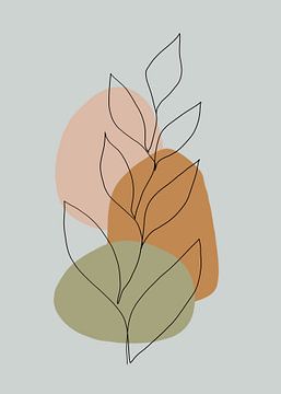 Strichzeichnung Zweig mit Blättern von Hilde Remerie