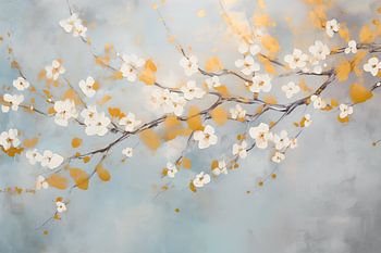 Fleur avec feuille d'or