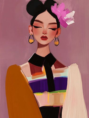 Her favorite colors, modern portret van Carla Van Iersel