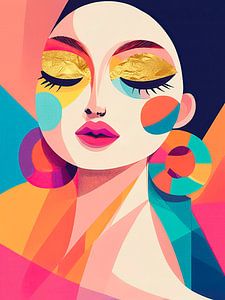 Modernes abstraktes Pop-Art-Porträt mit goldenen Akzenten