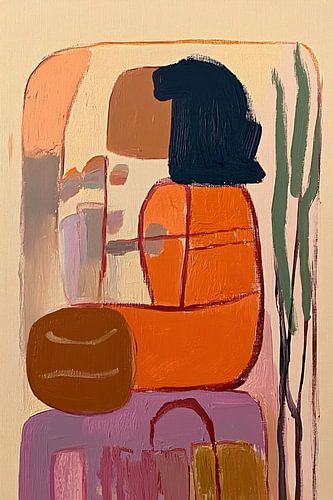 Abstract terracotta schilderij