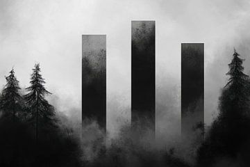 Triangular pillars in the fog by Poster Art Shop