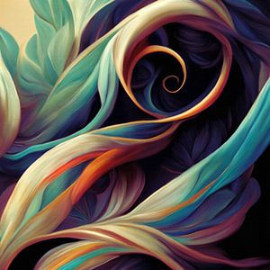 "Tanzen mit Farbe", abstrakte botanische Malerei von Studio Allee
