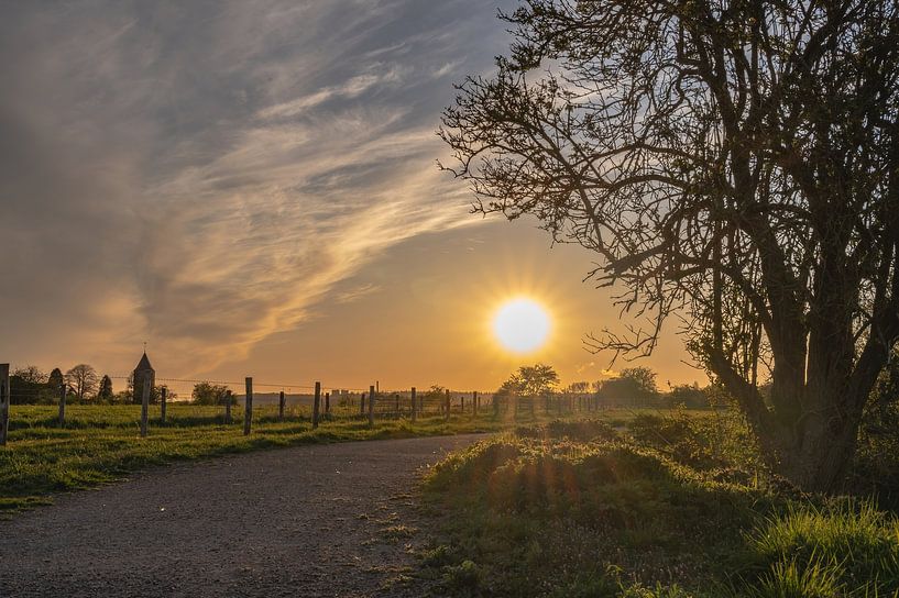 wandelen in Heteren bij zonsondergang van Tania Perneel