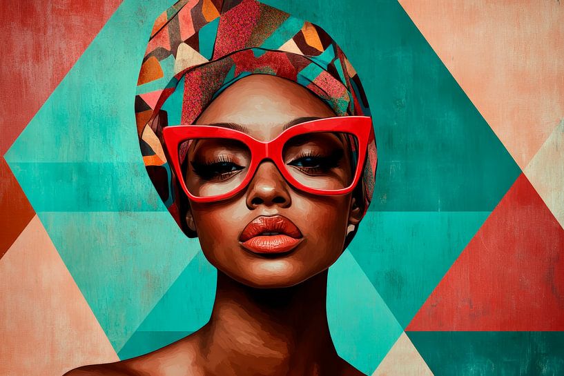 Bunte Eleganz mit geometrischem Hintergrund von Poster Art Shop