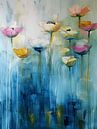 Wilde bloemen in een blauw bloemenveld van Studio Allee thumbnail