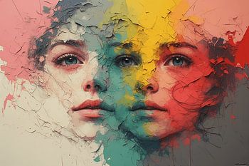 Duality of Emotion — Contemporary Abstract Female Portrait