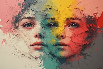 Duality of Emotion — Contemporary Abstract Female Portrait by ForKey