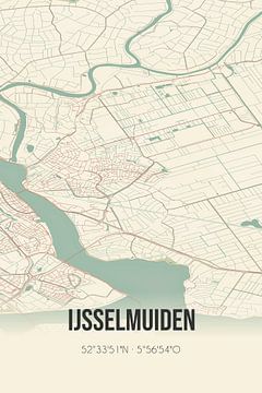 Vintage landkaart van IJsselmuiden (Overijssel) van Rezona