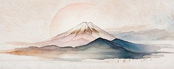 ZEN Art Gemälde: Japanisches Aquarell des Berges Fuji