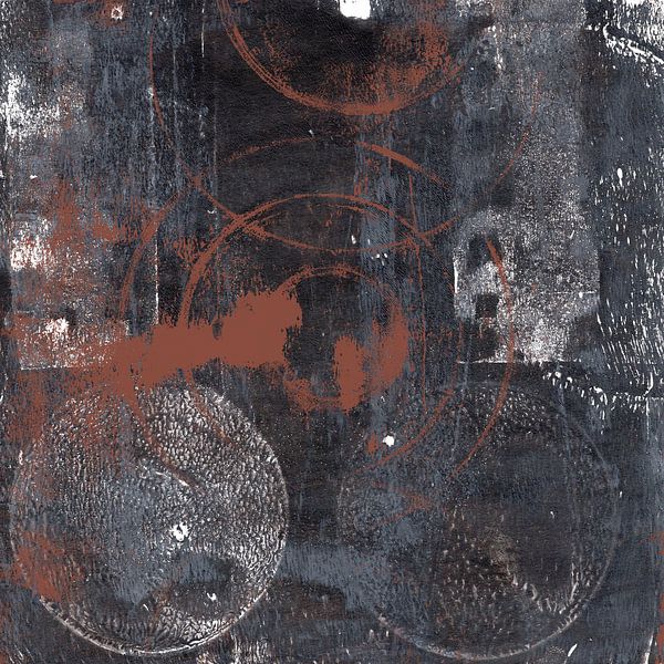 Modern abstract art. Geometric shapes in black, grey, terra by Dina Dankers