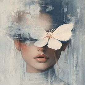 Whisper of Wings - Verträumtes Porträt mit Schmetterling von Carla Van Iersel