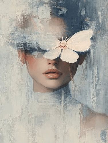 Whisper of Wings - Dreamy portrait with butterfly by Carla Van Iersel