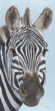 Zebra portret schilderij van Russell Hinckley