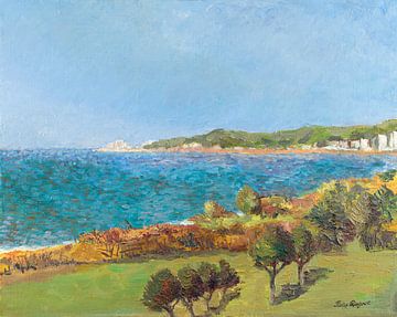 Impressionistische weergave van een baai op het  eiland Rhodos - Olieverf op doek