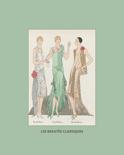 Les beautés classiques - Pastell, Boho, Vintage Art Deco Fashion Print