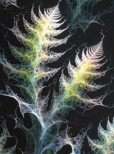 Wandbild „Neon-Farn“ – Futuristischer botanischer Druck – Minimalistische grüne Dekoration von VintageBioCanvas Studio