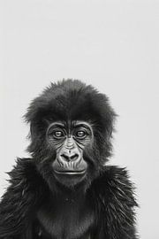 Gorilla portrait in black and white by Poster Art Shop