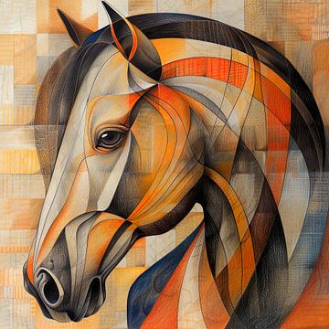 Paard in modern abstract lijnenspel van Lauri Creates