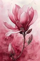 Watercolor pink blossom flower