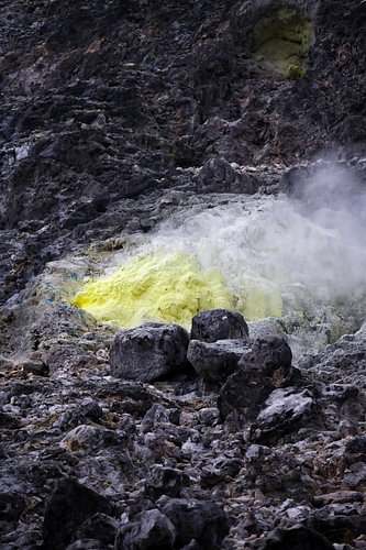 Geothermische activiteit op de berg Sibayak