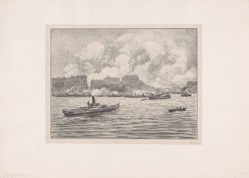 Simon Moulijn, Gezicht op Rotterdam vanaf het water Ingang Leuvehaven, 1910
