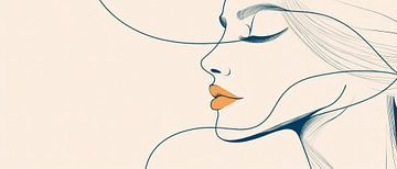 Elegant portrait of a woman in line art by Poster Art Shop