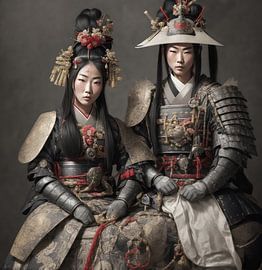Samurai and his Wife both in Armour. by Brian Morgan
