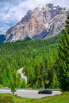 Porsche 911 on a mountain road in the Dolomites by Sjoerd van der Wal Photography