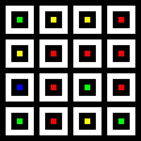 Verschachtelt | Mittig | 04x04 | N=02 | Random #01 | RGBY von Gerhard Haberern