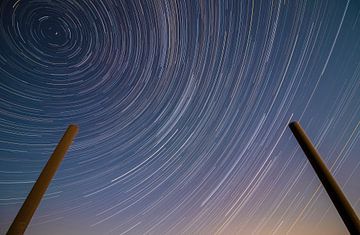 Traînées d'étoiles avec étoile polaire sur Daniëlle Langelaar Photography