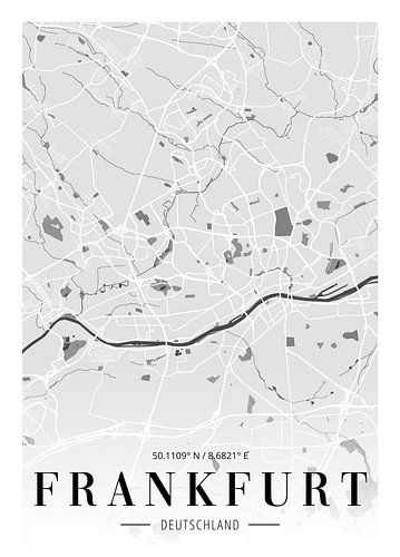 Minimalistische plattegrond van Frankfurt - Kunstzinnige stadsplattegrond voor thuis