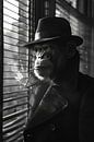 Stylish monkey portrait in black and white with cigar by Poster Art Shop thumbnail