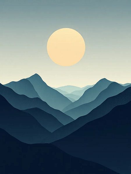 Coucher de soleil serein dans les montagnes par Artistic