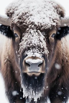 Bison in the snow by haroulita