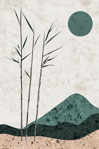 Bamboe en glooiende heuvels in minimalisme