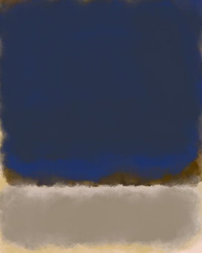 Blauw, bruin, wit. Kleurenveldschilderij geïnspireerd door Mark Rothko.