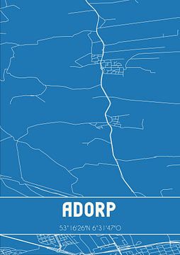 Blauwdruk | Landkaart | Adorp (Groningen) van MijnStadsPoster