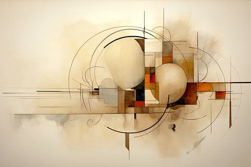Neutral abstract painting in beige – Cosmic Dialogue
