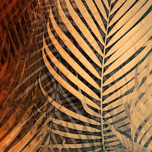 TROPICAL BEIGE ORANGE LEAVES PATTERN no6