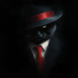 Abstraktes Mafia-Porträt einer schwarzen Katze von TheXclusive Art