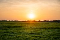 Railway bridge Zwolle At Sunset