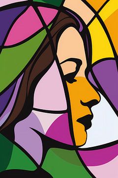 Abstract kleurrijk portret van een vrouw van Art & Soul Creations