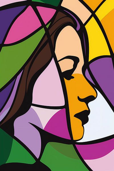 Abstract kleurrijk portret van een vrouw van Art & Soul Creations