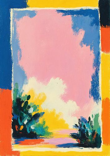 Abstract pastel landschap roze