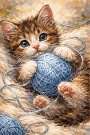 Speels katje met een bolletje wol van MARTINA KUSUMA DEWI