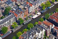 Aerial view canal houses Amsterdam