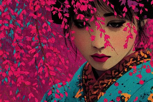 schilderachtige japanse kunst  Geisha